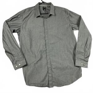 J.Ferrar Mens Size XL Slim Fit Dress Shirt Gray